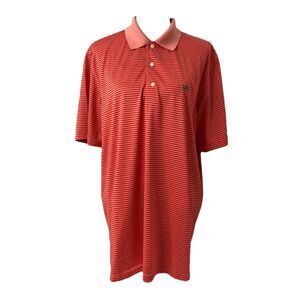 Mens XL Tourney Polo Shirt Red Striped Short Sleeve Athletic Golf Embroidered